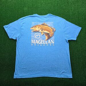 Magellan Tshirt Mens 2XL‎ Blue Short Sleeve Fishing Outdoors Redfish Casual